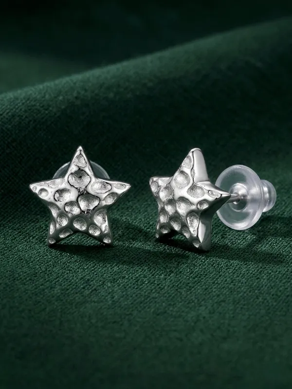 925_Sterling_Silver_Textured_Star_Stud_Earrings