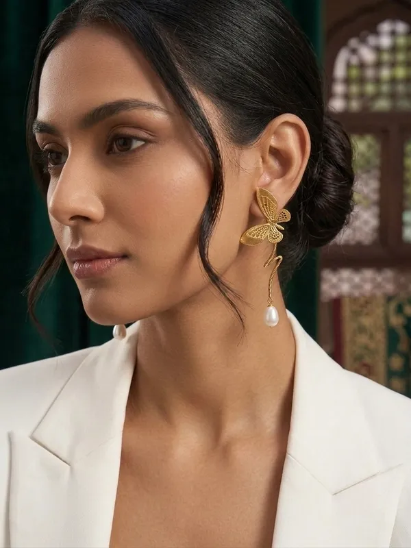 Gold-Tone_Butterfly_Pearl_Drop_Earrings_for_Women