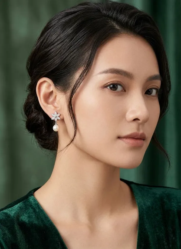 Silver_Flower_Pearl_Drop_Earrings_925_Sterling_Silver