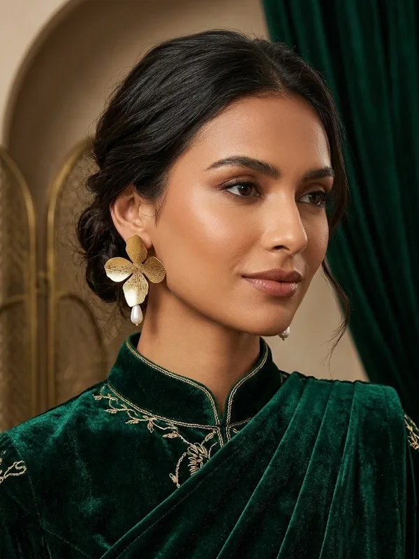 Gold_Floral_Pearl_Drop_Earrings_for_Women
