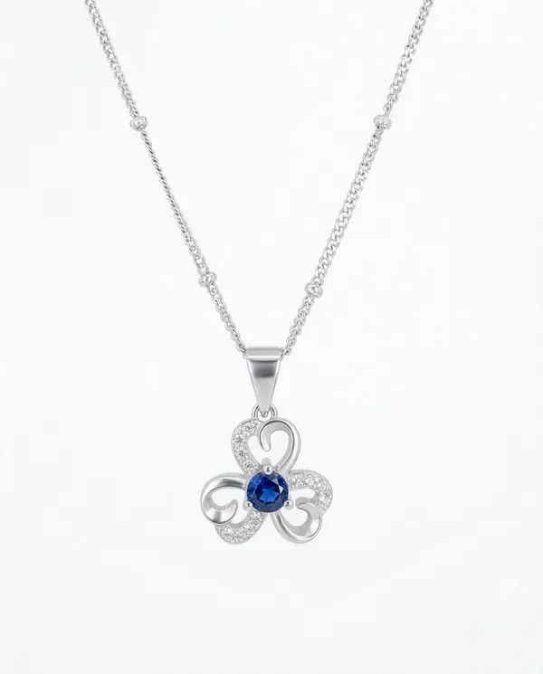 Floral_Pendant_With_Blue_Sapphire_Tone_Stone_925_Sterling_Silver