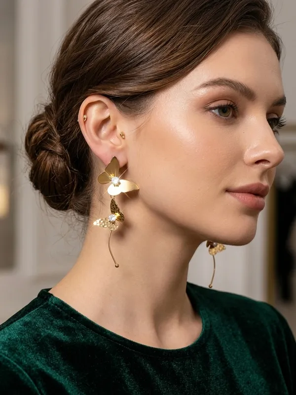Gold_Tone_Floral_Drop_Earrings_for_Women
