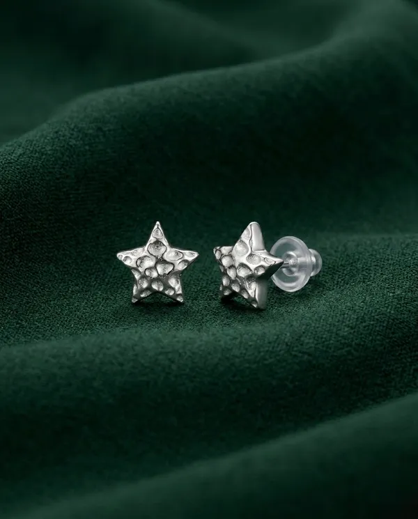 925_Sterling_Silver_Textured_Star_Stud_Earrings