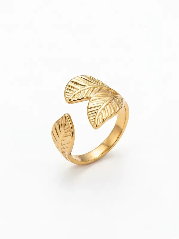 Gold-Tone_Leaf_Design_Open_Ring_for_Women