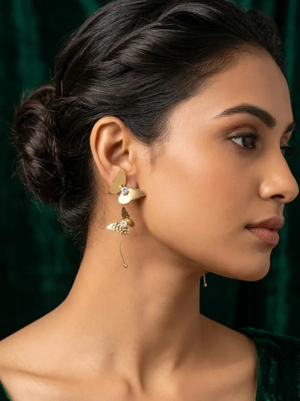 Gold_Tone_Floral_Drop_Earrings_for_Women