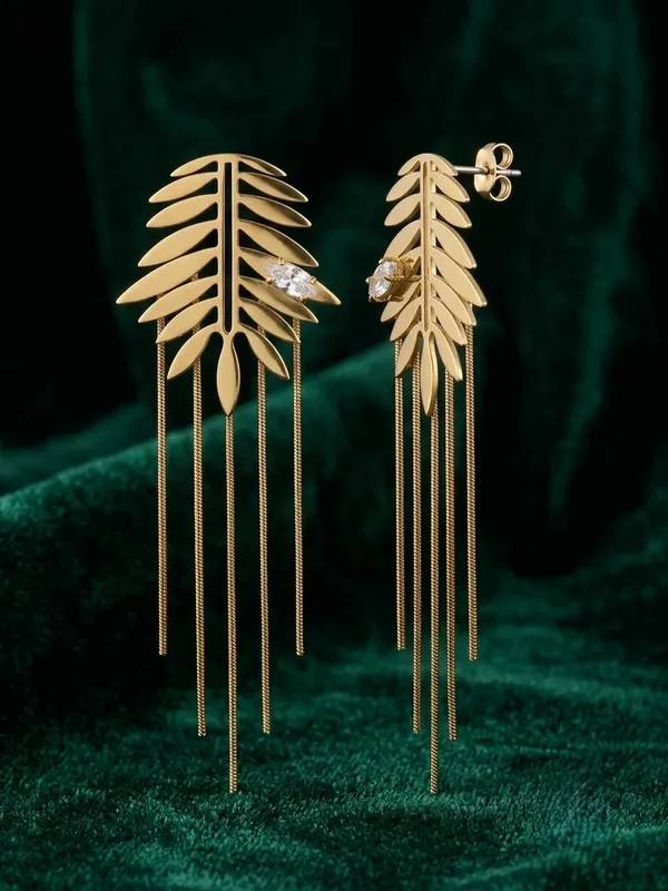 Gold_Tone_Leaf_Design_Drop_Earrings_for_Women