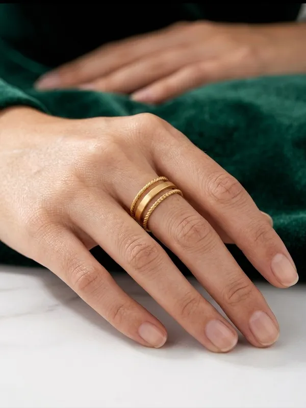 Gold_Tone_Triple_Band_Textured_Ring_for_Women