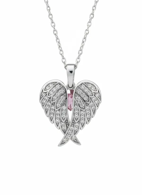 Angel_Wings_Foldable_Pendant_Necklace_With_Green_Heart_925_Sterling_Silver_Pink