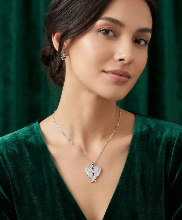 Angel_Wings_Foldable_Pendant_Necklace_With_Green_Heart_925_Sterling_Silver_Pink