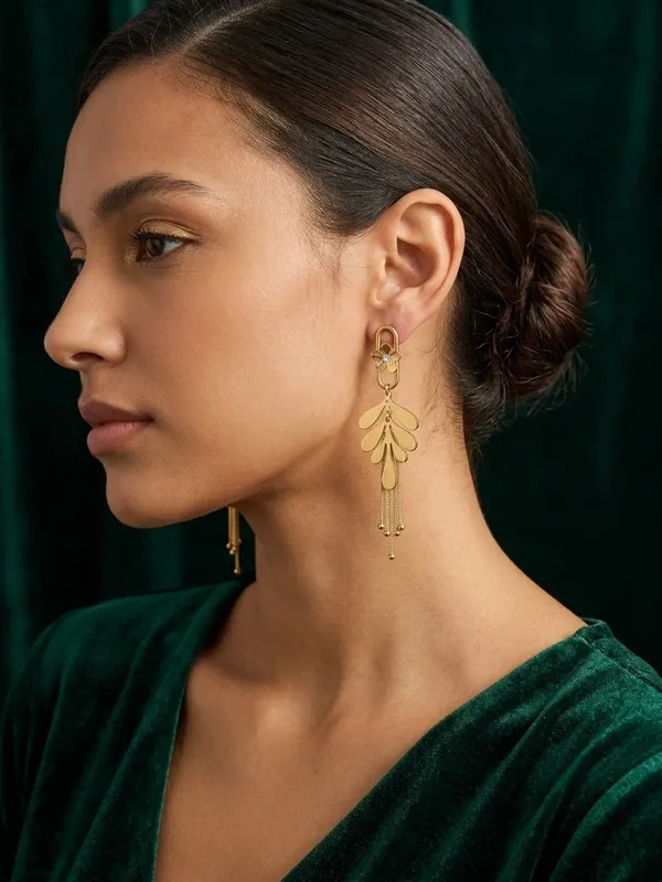 Gold_Tone_Floral_Leaf_Drop_Earrings_for_Women