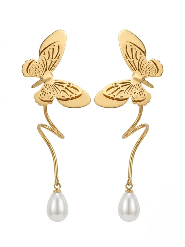 Gold-Tone_Butterfly_Pearl_Drop_Earrings_for_Women