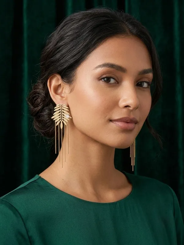 Gold_Tone_Leaf_Design_Drop_Earrings_for_Women