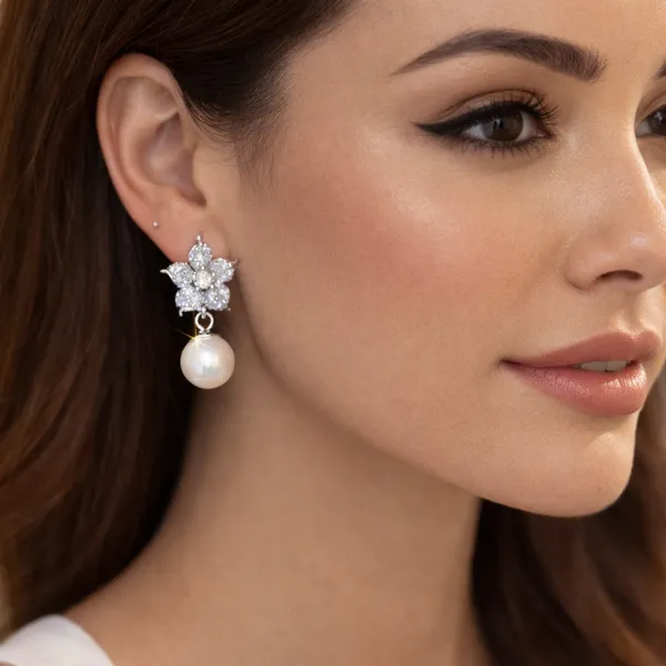 Pearl_Drop_Earrings_With_Crystal_Flower_Studs