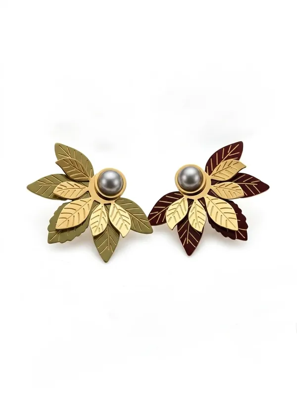 Multicolour_Leaf_Stud_Earrings_For_Women