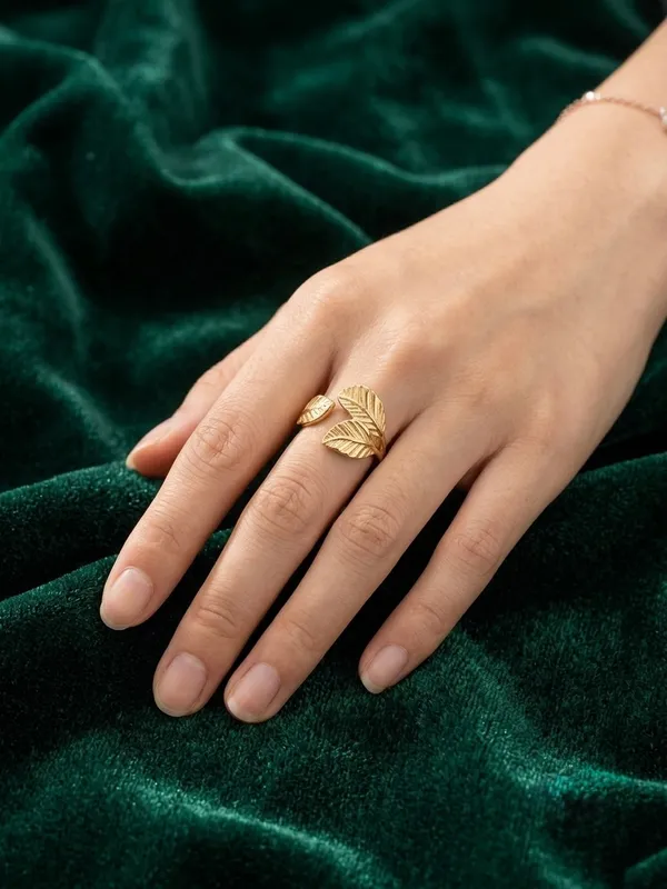 Gold-Tone_Leaf_Design_Open_Ring_for_Women