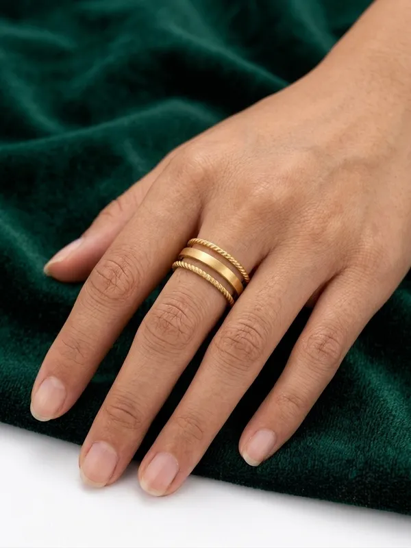 Gold_Tone_Triple_Band_Textured_Ring_for_Women