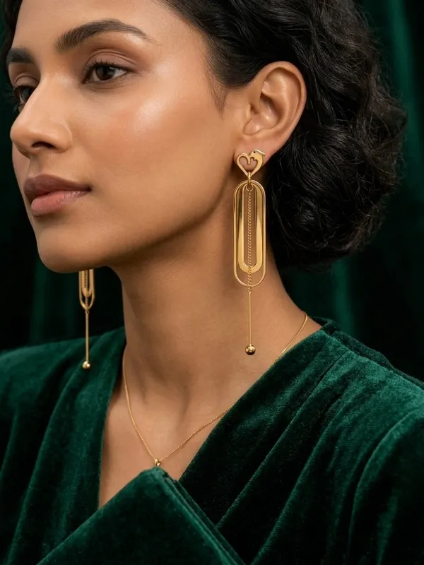 Gold-Tone_Dolphin_Heart_Long_Drop_Earrings_for_Women