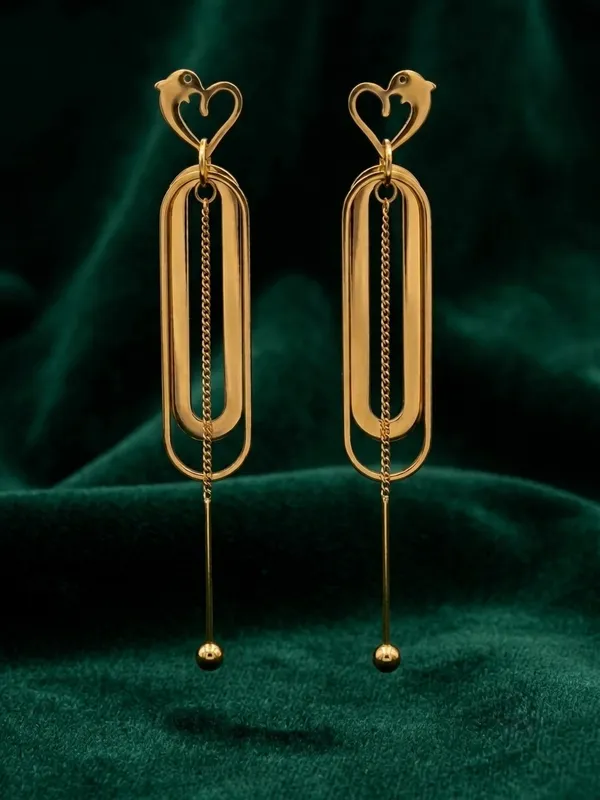 Gold-Tone_Dolphin_Heart_Long_Drop_Earrings_for_Women