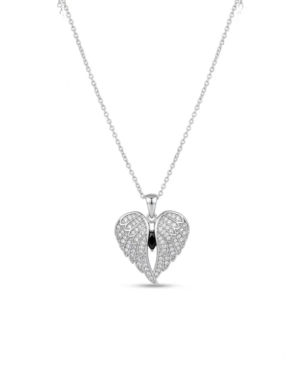 Angel_Wings_Foldable_Pendant_Necklace_With_Green_Heart_925_Sterling_Silver_Black