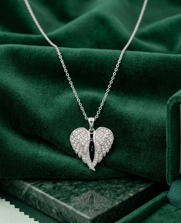 Angel_Wings_Foldable_Pendant_Necklace_With_Green_Heart_925_Sterling_Silver_Black