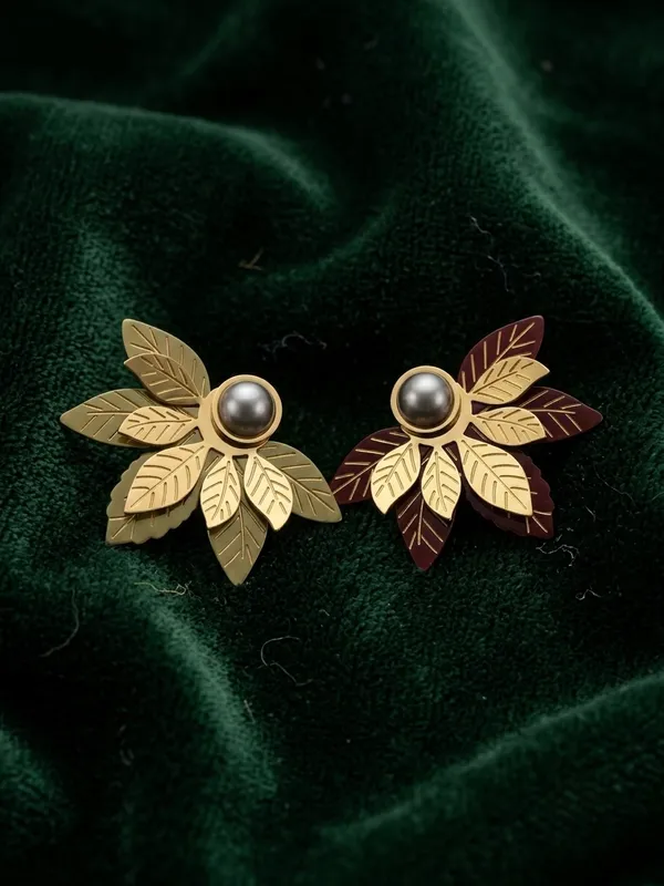 Multicolour_Leaf_Stud_Earrings_For_Women
