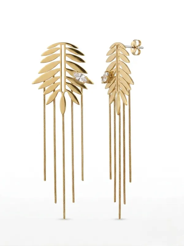 Gold_Tone_Leaf_Design_Drop_Earrings_for_Women