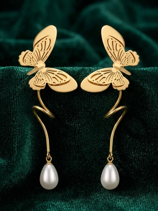 Gold-Tone_Butterfly_Pearl_Drop_Earrings_for_Women
