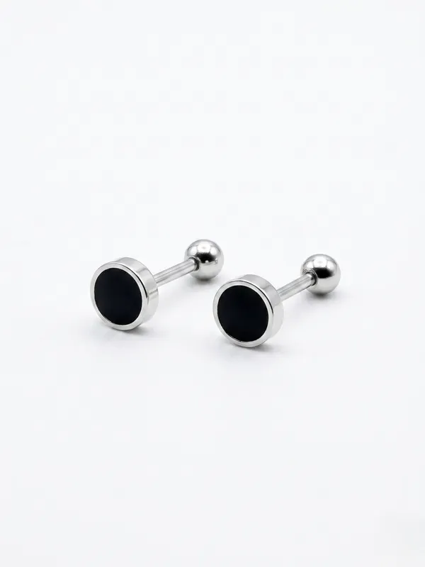925_Silver_Black_Circle_Stud_Earrings