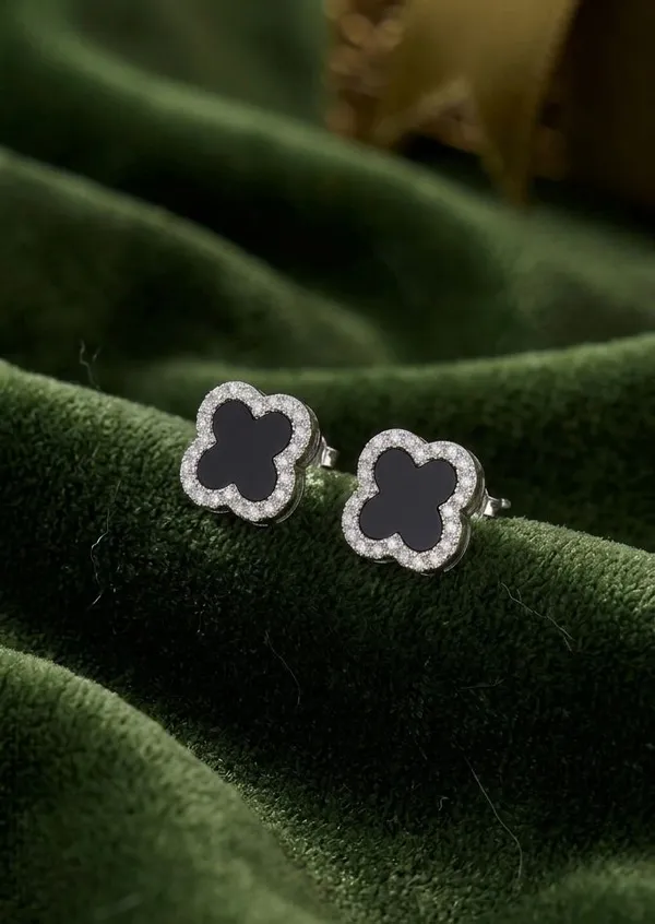 Quatrefoil_Crystal_Silver_Earrings_925_Sterling_Silver