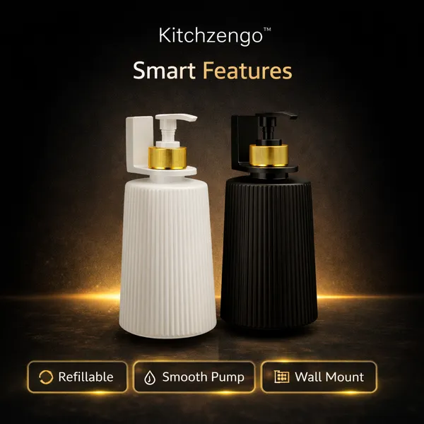 Black_Wall_Mounted_Soap_Dispenser_with_Pump__Refillable_Liquid_Soap_And_Hand_Wash_Dispenser__Ribbed_Design_Bathroom_And_Kitchen_Dispenser__Durable
