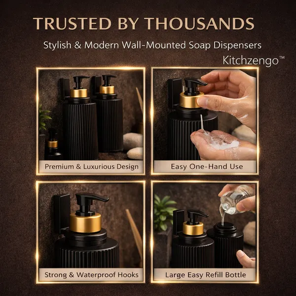 Black_Wall_Mounted_Soap_Dispenser_with_Pump__Refillable_Liquid_Soap_And_Hand_Wash_Dispenser__Ribbed_Design_Bathroom_And_Kitchen_Dispenser__Durable