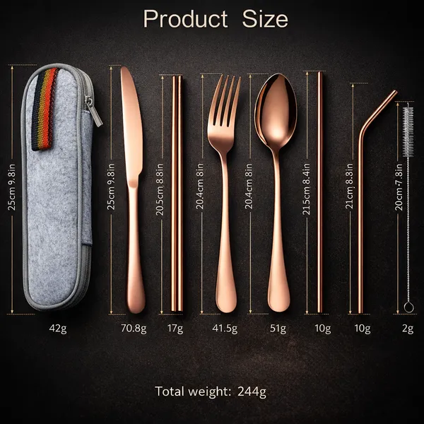 Rose_Gold_Reusable_Stainless_Steel_Cutlery_Set_with_Carry_Pouch__Spoon_Fork_Knife_Chopsticks_And_Straw_Set__Travel_Friendly_Tableware_for_Office_Picnic_Camping