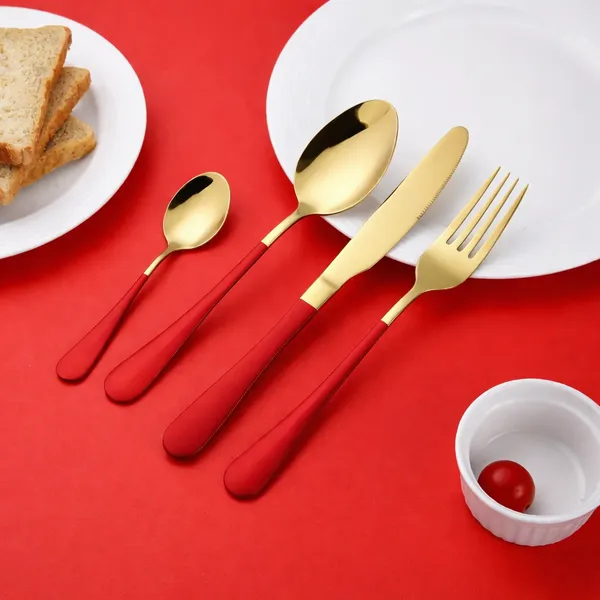 KITCHZENGO™_24_Pcs_Gifting_Cutlery_Set_(Red_&_Gold)_Stainless_Steel_Dinner_Set_|_Premium_Spoon_Fork_Knife_Set_for_Home,_Hotel_&_Gift_Purpose