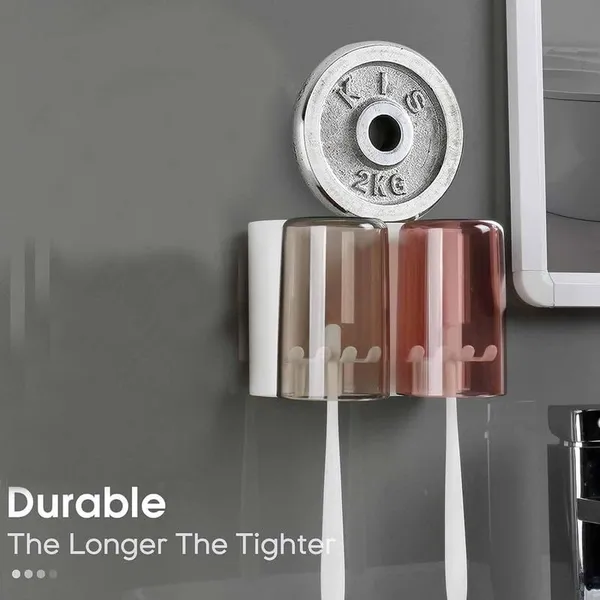 White_Wall_Mounted_Toothbrush_Holder_with_Cup__Bathroom_Organizer__Space_Saving_Toothbrush_Stand_for_Home_And_Wash_Basin
