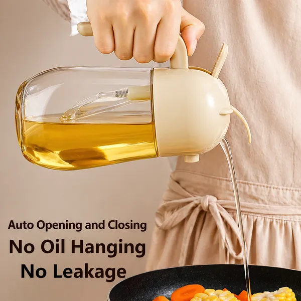 KITCHZENGO_Automatic_Oil_Dispenser_Bottle_580ml_–_Premium_Glass_Oil_Pourer_with_Auto_Open/Close_Lid,_Leak-Proof_&_Drip-Free_for_Cooking,_Kitchen_&_Salad