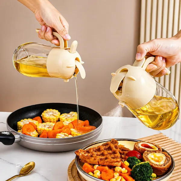 KITCHZENGO_Automatic_Oil_Dispenser_Bottle_580ml_–_Premium_Glass_Oil_Pourer_with_Auto_Open/Close_Lid,_Leak-Proof_&_Drip-Free_for_Cooking,_Kitchen_&_Salad