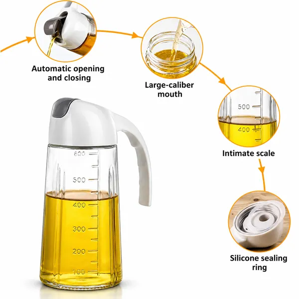 KITCHZENGO_Glass_Oil_Dispenser_Bottle_630ml_with_Handle_–_Leakproof_Automatic_Flip_Lid_Oil_Pourer,_Measuring_Scale_Kitchen_Oil_Container_for_Cooking_&_Vinegar