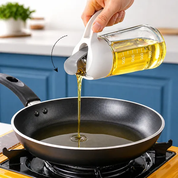 KITCHZENGO_Glass_Oil_Dispenser_Bottle_630ml_with_Handle_–_Leakproof_Automatic_Flip_Lid_Oil_Pourer,_Measuring_Scale_Kitchen_Oil_Container_for_Cooking_&_Vinegar