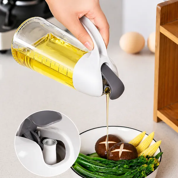 KITCHZENGO_Glass_Oil_Dispenser_Bottle_630ml_with_Handle_–_Leakproof_Automatic_Flip_Lid_Oil_Pourer,_Measuring_Scale_Kitchen_Oil_Container_for_Cooking_&_Vinegar