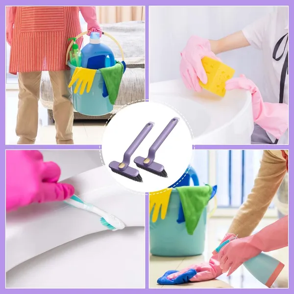 KITCHZENGO_Multi-Function_Bathroom_Cleaning_Brush_with_V-Shaped_Hard_Bristles,_360°_Rotating_Head,_Crevice_&_Tile_Cleaning_Brush,_Ergonomic_Handle,_Floor_&_Gap_Cleaner,_Durable_Plastic,_Purple_(Pack_of_2)