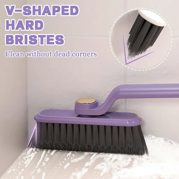KITCHZENGO_Multi-Function_Bathroom_Cleaning_Brush_with_V-Shaped_Hard_Bristles,_360°_Rotating_Head,_Crevice_&_Tile_Cleaning_Brush,_Ergonomic_Handle,_Floor_&_Gap_Cleaner,_Durable_Plastic,_Purple_(Pack_of_2)