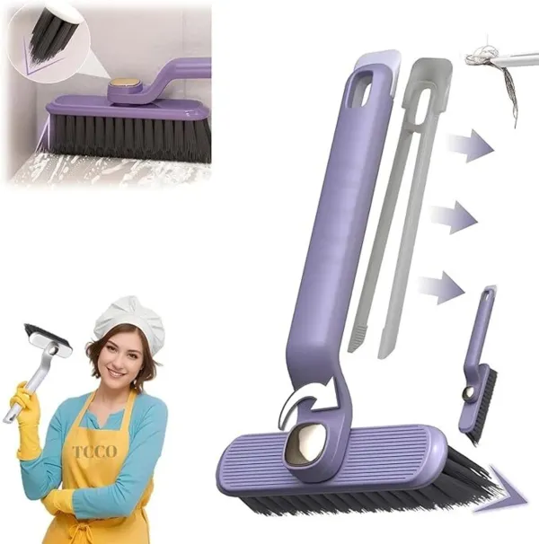 KITCHZENGO_Multi-Function_Bathroom_Cleaning_Brush_with_V-Shaped_Hard_Bristles,_360°_Rotating_Head,_Crevice_&_Tile_Cleaning_Brush,_Ergonomic_Handle,_Floor_&_Gap_Cleaner,_Durable_Plastic,_Purple_(Pack_of_2)
