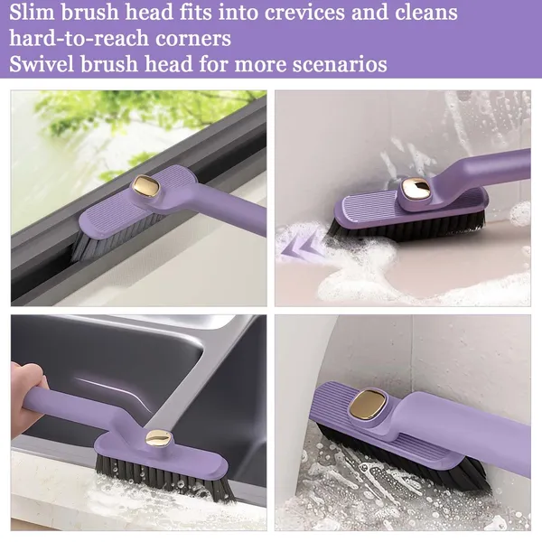 KITCHZENGO_Multi-Function_Bathroom_Cleaning_Brush_with_V-Shaped_Hard_Bristles,_360°_Rotating_Head,_Crevice_&_Tile_Cleaning_Brush,_Ergonomic_Handle,_Floor_&_Gap_Cleaner,_Durable_Plastic,_Purple_(Pack_of_2)