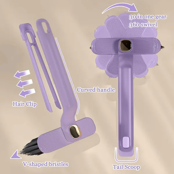 KITCHZENGO_Multi-Function_Bathroom_Cleaning_Brush_with_V-Shaped_Hard_Bristles,_360°_Rotating_Head,_Crevice_&_Tile_Cleaning_Brush,_Ergonomic_Handle,_Floor_&_Gap_Cleaner,_Durable_Plastic,_Purple_(Pack_of_2)
