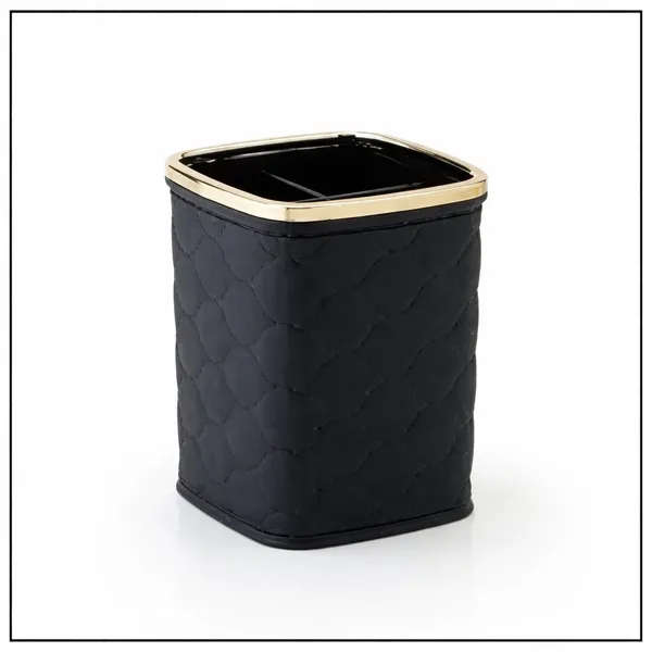 KITCHZENGO™_4_Compartment_Plastic_Multipurpose_Holder_with_Gold_Rim_–_Makeup_Brush,_Toothbrush,_Cutlery_&_Desk_Organizer