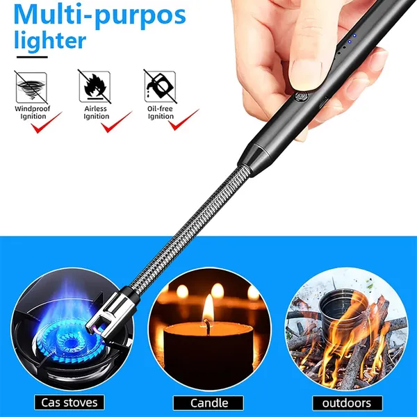 KITCHZENGO™_Electric_Gas_Lighter_Rechargeable_with_USB_Cable_|_Flexible_Neck_Arc_Lighter_for_Kitchen_|_Windproof_Plasma_Lighter_for_Gas_Stove,_Candle_&_Diya_|_Safety_Lock_|_Multicolor