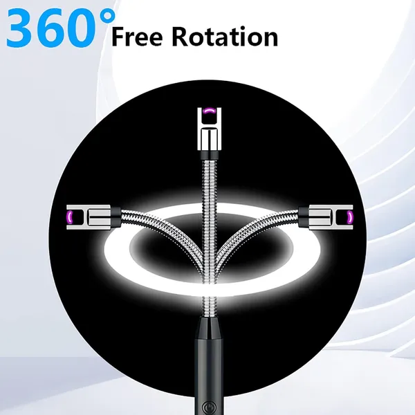 KITCHZENGO™_Electric_Gas_Lighter_Rechargeable_with_USB_Cable_|_Flexible_Neck_Arc_Lighter_for_Kitchen_|_Windproof_Plasma_Lighter_for_Gas_Stove,_Candle_&_Diya_|_Safety_Lock_|_Multicolor