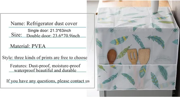 KITCHZENGO™_Fridge_Cover_54x130_cm,_Waterproof_&_Dustproof_Refrigerator_Top_Cover_with_Storage_Pockets,_Printed_Multipurpose_Kitchen_Organizer_Cover_for_Fridge_Protection
