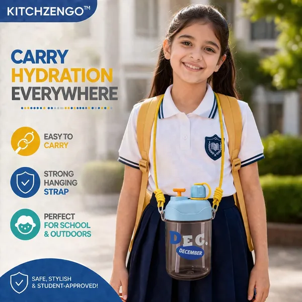 KITCHZENGO™_Kids_Water_Bottle_600ml_with_Straw_&_Hanging_Strap_|_Leakproof_BPA_Free_Sipper_Bottle_for_School_|_One_Click_Open_Lid_|_Premium_Blue_&_Yellow_Kids_Bottle