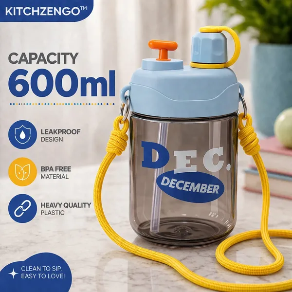 KITCHZENGO™_Kids_Water_Bottle_600ml_with_Straw_&_Hanging_Strap_|_Leakproof_BPA_Free_Sipper_Bottle_for_School_|_One_Click_Open_Lid_|_Premium_Blue_&_Yellow_Kids_Bottle